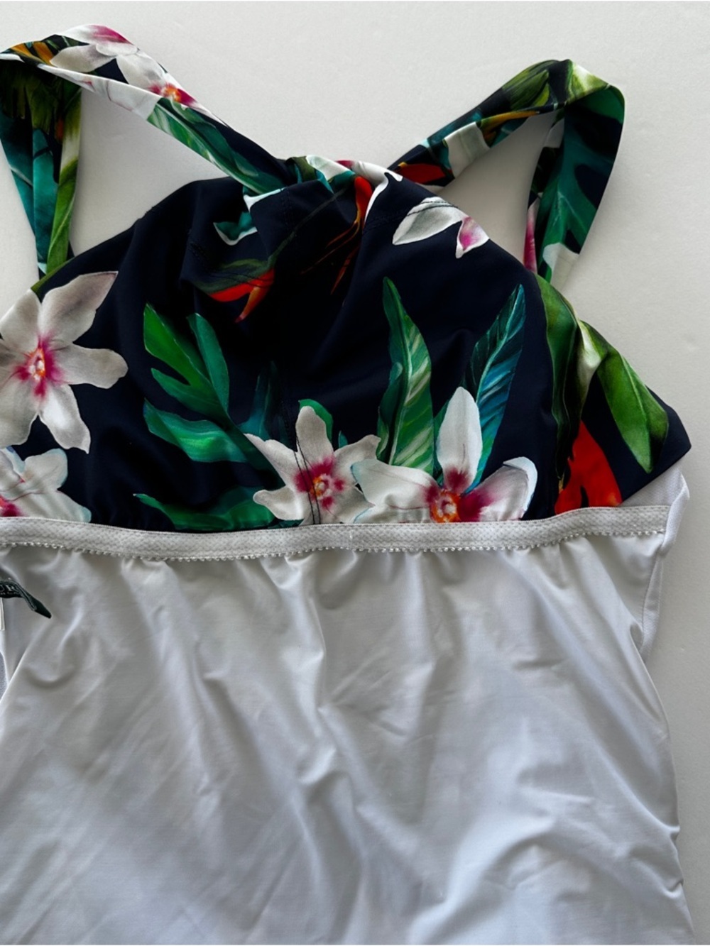 Ralph Lauren Navy Floral One-Piece Swimsuit, Halter Top - Picture 7 of 11